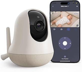 nooie Baby Monitor WiFi Baby Monitor with Camera and Night Vision 2K with Cry Detection, Temperature Sensor, AI Motion Track, Works with Alexa, Two-Way Audio, Motion & Sound Detection, Local SD/Cloud