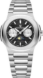 Pagani Design Luxury Women's Quartz Watch Multifunctional Chronograph Moon Phase VX3H Movement Full Stainless Steel Waterproof Luminous Elegant Lady Sport Wristwatch