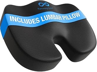 Everlasting Comfort Doctor Recommended Memory Foam Seat Cushion for Office Chairs & Car - Ergonomic Office Desk Accessories - Cushions for Tailbone Pain Relief, Sciatica & Back Support Pillow