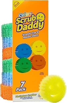 Scrub Daddy Scratch-Free Multipurpose Kitchen Sponges - Bulk Dish Sponges for Kitchen, Bathroom, Household Cleaning & More - Made with BPA-Free Polymer Foam (7 Count)