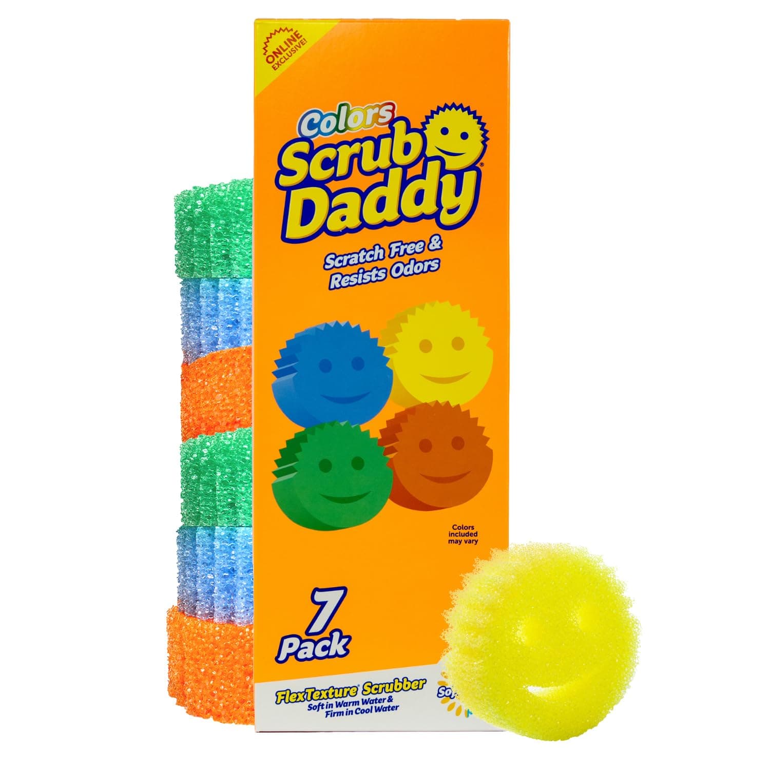 Scrub Daddy Scratch-Free Multipurpose Kitchen Sponges - Bulk Dish Sponges for Kitchen, Bathroom, Household Cleaning & More - Made with BPA-Free Polymer Foam (7 Count)