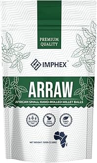 Imphex Arraw | African Small Hand-Rolled Millet Balls For Porridge | 500g (1.1 Pound) | Vegan | Gluten Free | Non GMO