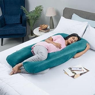 Wakefit Pregnancy Pillow | 3 Month Warranty | Velvet U-Shape Maternity Pillow for Pregnant Mothers, Pillow for Pregnant Women | Peacock Green