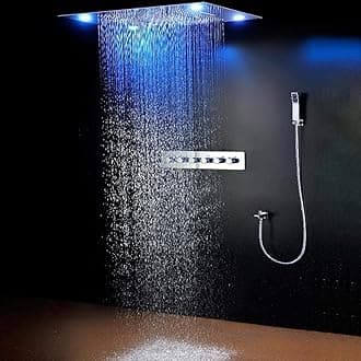 Cascada Luxurious Recessed Large LED Waterfall Rainfall Shower System (Rose Gold)
