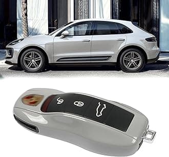 Jaronx Compatible with Porsche Key Fob Cover, Key Cover Shell Case Compatible with Porsche Cayenne Panamera Macan Cayman 911 (Chalk/Light Grey)