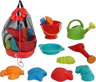 Hape Beach Toy Essential Set, Sand Toy Pack, Mesh Bag Included