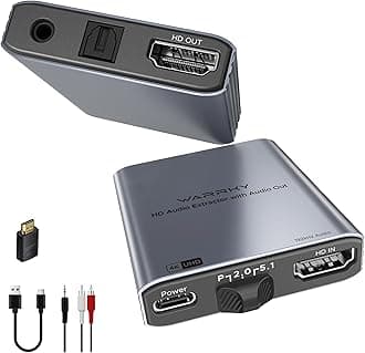 WARRKY 4K HDMI Audio Extractor, Convert HDMI to Optical S/PDIF and 3.5mm Aux RCA, [Supports Dolby Atmos Digital Plus, DTS], for TV Fire Stick, Speakers, PS5, Blu-ray Player, Amplifier, Headphones