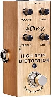 Guitar Pedal, Horse Electric Guitar Effects Pedals Mini Single Type DC 9V True Bypass (Gold)