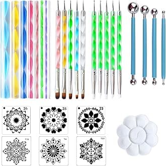 30 PCS Mandala Dotting Kit Mandala Dotting Tools and Stencils for Painting Rocks, Nail Dotting and Art Drawing Supplies