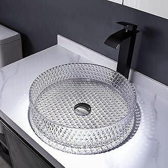 InArt Glass Wash Basin/Glossy Finish/Bathroom Sink/Vessel Sink/Table Top Wash Basin/Wash Basin For Bathroom Bowl For Bathroom/Washroom 395x395x120 mm Transparent