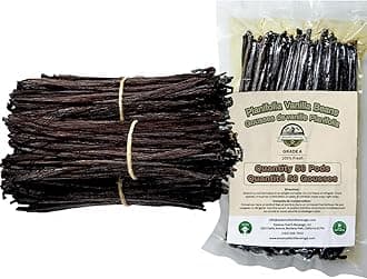 50 Extra Large Vanilla Beans Grade A - NON-GMO Fresh Vanilla Bean pods, "6-9" Inches Vanilla Bean, Vanilla Beans For Making Vanilla Extract Grade A