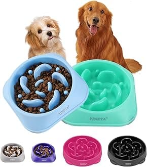 YINEYA2PCS Slow Feeder Dog Bowls, Pet Supplies That Slow Down Eating, Pet Food Bowls, Maze Dog Puzzle Feeder for Medium Breed