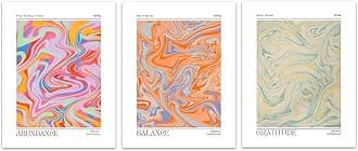 Hwetui Gradient Psychedelic Wall Art,Abstract textured canvas print, Minimalist Inspirational Aura Angel Numbers Poster, Trendy Decorations painting,colorful Aesthetic Picture, set of 3 12x16Inch