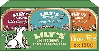 Lily's Kitchen Natural Adult Dog Food Wet Trays - Complete Grain-Free Multipack - Chicken, Fish & Venison (6 Trays x 150g)