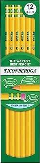 Ticonderoga Wood-Cased Pencils, Unsharpened, #2 HB Soft, Yellow, 12 Count