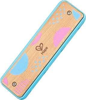 HapeBlues Harmonica | 10 Hole Wooden Musical Instrument Toy for Kids, Blue (E8915)