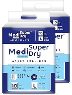 Adult Diaper Pants | Large (L) |Waist 101-152 cm (40-60 inches) |High Absorbency -10 Hrs |Rash-Free |Leakproof |Breathable |Odourless |Elastic Waist |For Men & Women | 20 Units, Pack of 2