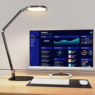 LitONES LED Desk Lamp for Home Office – Professional Eye-Caring Soft Diffused Light, Dimmable Desk Lamp with Adjustable Metal Swing Arm, Memory & Timer, Modern Anti-Glare Table Lamp