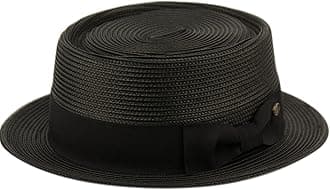 Men's Fancy Summer Straw Pork Pie Derby Fedora Upturn Brim Hat