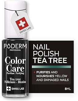 PODERM Swiss-Made Antifungal Nail Polish – Black | Breathable Treatment with Tea Tree, Silicon & Biotin | Strengthens, Repairs & Conceals Yellow, Brittle & Damaged Nails | Podiatrist-Developed