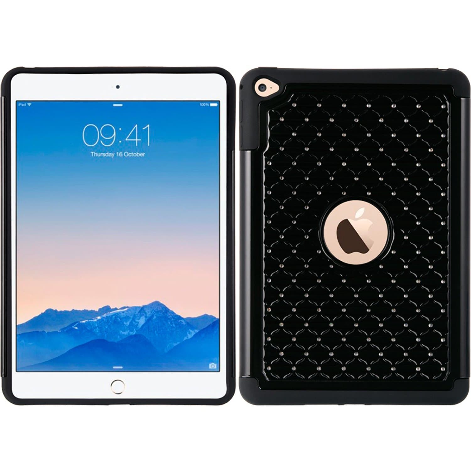 iPad Mini 4 Case, Dreamwireless Fish Scale Dual Layer [Shock Absorbing] Protection Hybrid PC/TPU Rubber Case Cover For Apple iPad Mini 4, Black