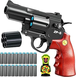 Toy Gun Soft Bullet Pistol Foam Blaster, Shooting Game Education Realistic Revolver Model Fake Guns, a Surprise Gift for Boys Teens Birthday Christmas (Black Brown)