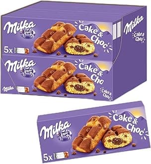 Milka Biscuit Cake, Soft Sponge with Chocolate Chip and Milk Chocolate Filling, 175g (Pack of 16 Boxes)
