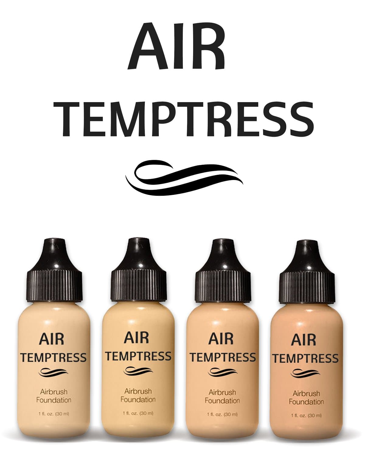 Air Temptress Pro Foundation Starter Set-Light to Medium-(Pack of 4),1 fl.oz/30ml. Liquid Airbrush Foundation Makeup Developed to Work With Your Airbrush Makeup System. Made in The USA.