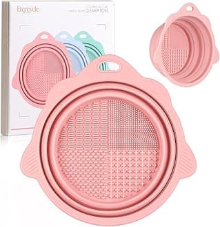 Foldable Silicone Makeup Brush Cleaner Bowl - Etercycle Portable Cleaning Tool for Brushes, Powder Puffs, and Sponges (Pink)