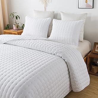 White Quilt Sets King Size with Pillow Sham King Quilt Bedding Set Lightweight Soft Bedspread Coverlet Set for Summer Spring All Season