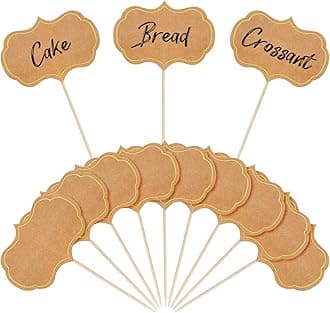 50 Pieces Cheese Markers for Charcuterie Board Buffet Labels Food Tags Blank Toothpick Flags Appetizer Signs Chalkboard Cupcake Toppers Picks for Wedding Birthday Party Decorations (Brown)