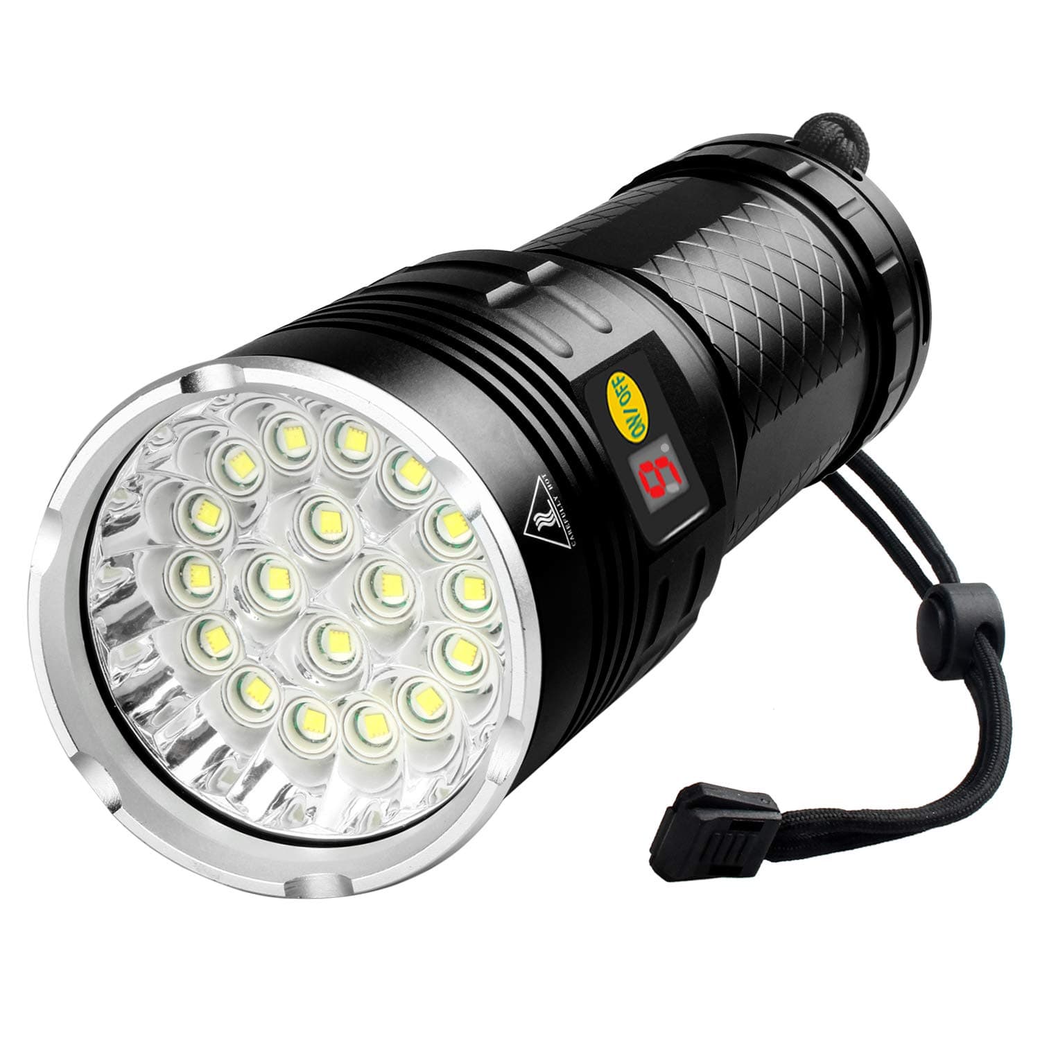 18 LEDs Flashlight 10000 Lumen, Rechargeable, Type-C USB, Bright Flashlight High Lumens, Powerful Flashlight with Battery Power Indicator