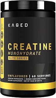 Kaged Creatine Monohydrate Elite Powder | Unflavored | Muscle Building & Recovery | MAXCatalyst for High Absorption | Vegan, Gluten Free, Easily Digestible | Supplements for Men & Women | 60 Servings