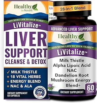 Liver Cleanse Detox & Repair – 28-in-1 Liver Support - Milk Thistle Dandelion NAC Alpha Lipoic Acid Artichoke & Reishi Chaga Turkey Tail Mushroom – Active Liver Health Supplement, 1540mg (60 Capsules)