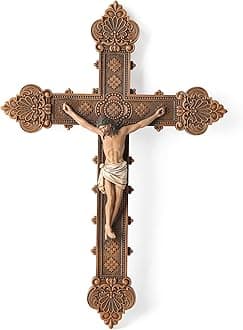 BC Catholic Crucifix Wall Cross, Holy Cross, Religious Gift, Hand-painted in Vintage Style Full Color, 12"H by Buildclassic