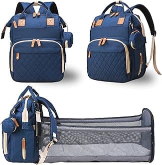 - Diaper Bag with Changing Station, Waterproof 3 in 1 Baby Diaper Backpack with Foldable Changing Pad, Large Travel Back Pack for Baby Girl Boy, Baby essentials, Blue