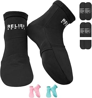 Relief Genius Cold Therapy Socks with Reusable Gel ice Packs - Achieve Relief from Sprains, Muscle Pain, Bruises, Swelling, Edema, Chemotherapy, Arthritis, Post Partum Foot (Black, Large)
