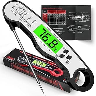 AWLKIM® Meat Thermometer Digital - Fast Instant Read Food Thermometer for Cooking, Candy Making, Outside Grill, IP67 Waterproof Kitchen Thermometer with Backlight, Stocking Stuffers for Men - Black