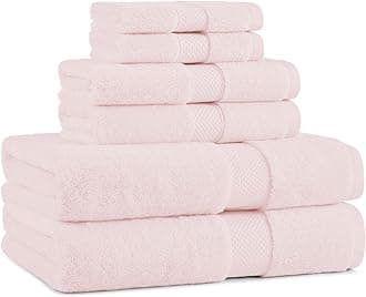 Aston & ArdenEgyptian Bath Towel Set - Oversized Ultra Soft Thick & Absorbent, 100% Ringspun Egyptian Cotton Bathroom Towel for Spa, Hotel, 600 GSM, Pink