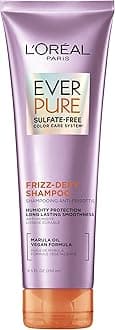 L'Oreal Paris Sulfate Free Frizz Defy Shampoo, Frizz Control Hair Care with Marula Oil, EverPure, 8.5 Fl Oz (Packaging May Vary)