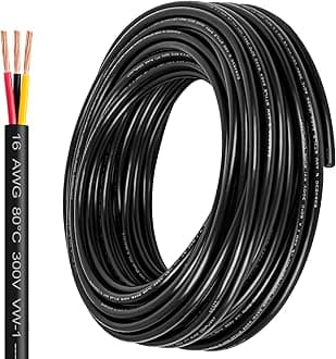 16 Gauge Wire 3 Conductor,16 AWG Electrical Wire Stranded PVC Cord Oxygen-Free Copper Cable,26FT 3 Core Pure Copper Flexible Cable Wire for LED Lamp Lighting Strips Automotive (16AWG-3C, 26FT)…