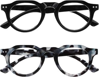 OPULIZE RIO Blue Light Blocking Reading Glasses - 2-Pack - Flat Top Frame - Black, Blue Tortoiseshell - Mens Womens - Spring Hinges - BB53-13 - +3.00