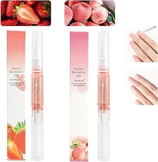 2PCS Cuticle Oil Pens for Nail Care,Cuticle Revitalizer Oil Pen with Soft Brush,Cuticle Oil to Prevent Nail Cracking and Dry (Peach & Strawberry Flavor)