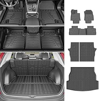 powoq Fit 2019 2020 2021 2022 Toyota RAV4 Cargo Mat TPE Material Trunk Mat Car Floor Mat Backrest Mat for 2019 2020 2021 2022 Toyota RAV4 Accessories (Rear Trunk Mat + Backrest Mats + Floor Mats)