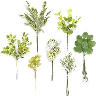 Serra Flora Artificial Greenery Stems Box Set,(Pack of 42pcs) with 7 Kinds of Faux Pink Green Filler for DIY Bridal Bouquets Wedding Floral Arrangement Table Centerpieces