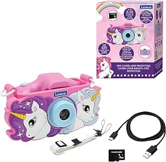 DJ078UNI, Unicorn, 4-in-1 camera for children with protection, video, MP3 and game functions, 15 frames to personalise your photos, 8 GB memory card included