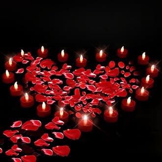 Battery Operated LED Tea Lights:Flameless Votive Candles Lamp Realistic and Bright Flickering Long Lasting 200Hours for Wedding Holiday Party Home Decoration Red (24PACK)