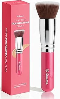 (Pink Kabuki Single) - Foundation Makeup Brush Flat Top Kabuki for Face - Perfect For Blending Liquid, Cream or Flawless Powder Cosmetics - Buffing, Stippling, Concealer - Premium Quality Synthetic...