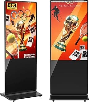 55 inch Indoor Digital Signage,CMS Software,4K UHD LCD Screen IPS Floor Standing Digital Kiosks Interactive Displays with WiFi HDMI/USB Input Auto AD Player, Android OS Black