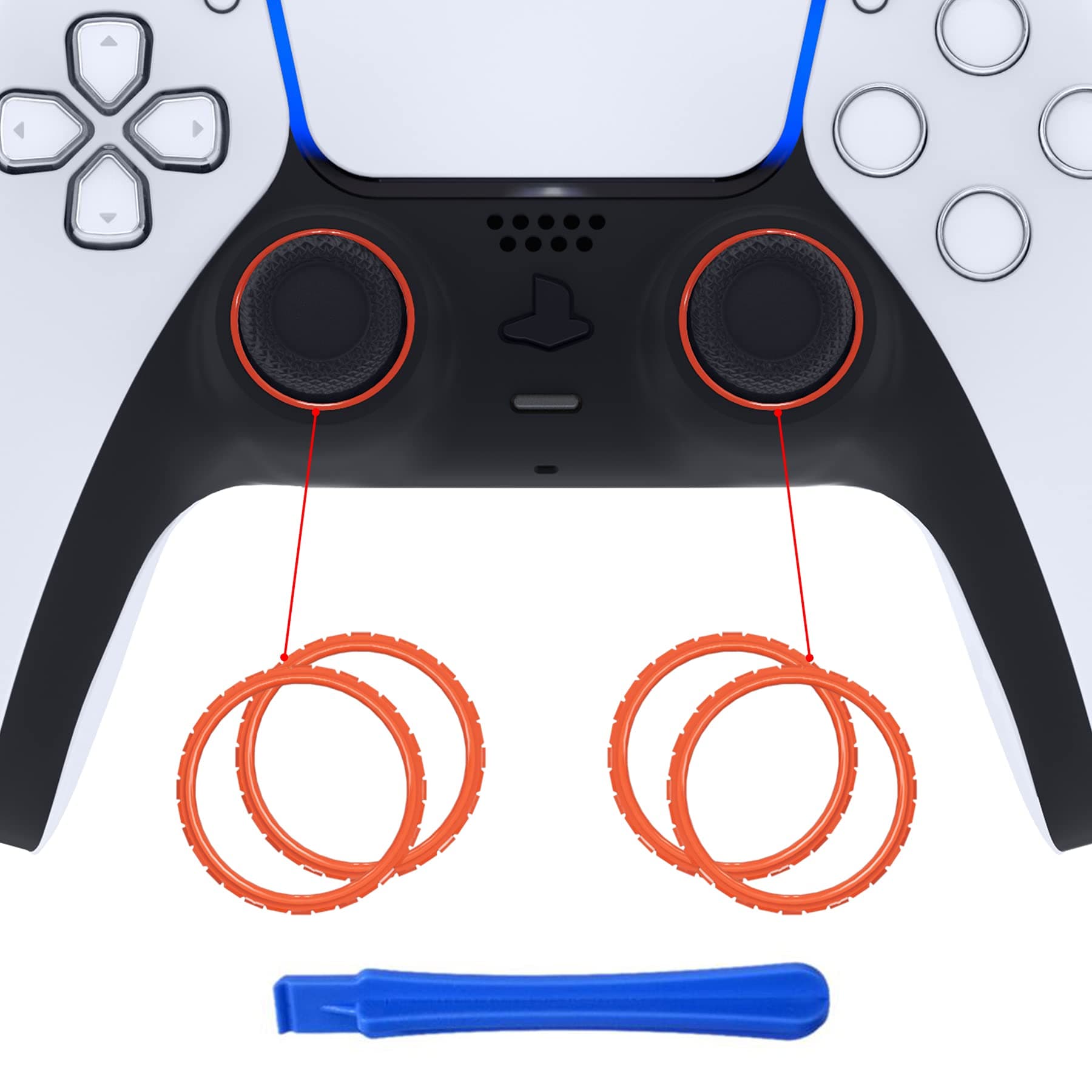 eXtremeRate Orange Replacement Accessories for PS5 Controller, Custom Accent Rings for PS5 Controller - Controller NOT Included